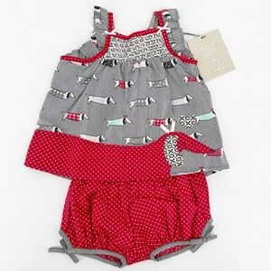 NWT Deux Par Deux Set Dachshund Hot Dog